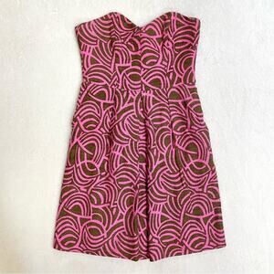 Milly of New York Strapless Pink and Brown Dress Size 4